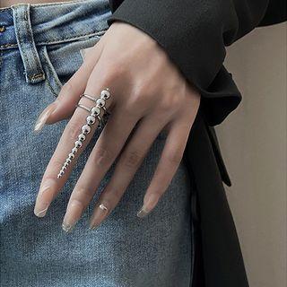 Bead Alloy Open Ring G2565 - Silver - One Size