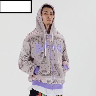 Paisley Print Zip-up Hoodie