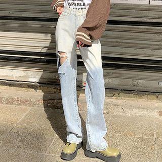Washed Distressed Wide Leg Jeans (various Designs)
