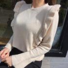 Round-neck Frilled-detail Knit Top