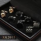 4 Pair Set: Alloy Cufflinks (various Designs) Xk2015 - 4 Pair - Silver & Gold - One Size