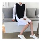 Tie-side V-neck Sleeveless Knit Top