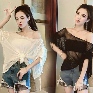 3/4-sleeve Sheer Top