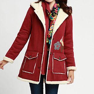 Fleece Lined Hooded Long Jacket