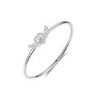 925 Sterling Silver Fashion And Simple Heart-shaped Wing Bangle With Cubic Zirconia Silver - One Size