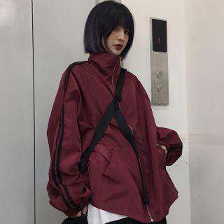 Couple Matching Contrast Lining Zip Jacket