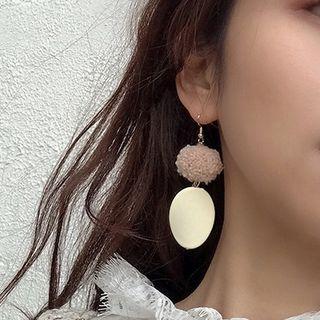 Shearling Bobble Acrylic Disc Dangle Earring