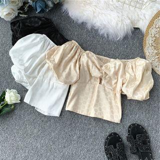 Knot-detail Dotted Off-shoulder Blouse