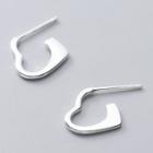 Heart Half-hoop Earring 1 Pair - Silver - One Size