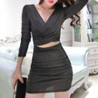 Cutout Shirred Sheath Dress