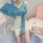 Cold-shoulder Knit Top / Mini Pencil Skirt