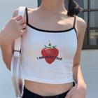 Strawberry Print Camisole Top White - One Size