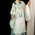 Traditional Chinese Long-sleeve Fringed Dress / Skirt / Shawl / Set