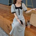 Puff-sleeve Ribbon A-line Dress / Top