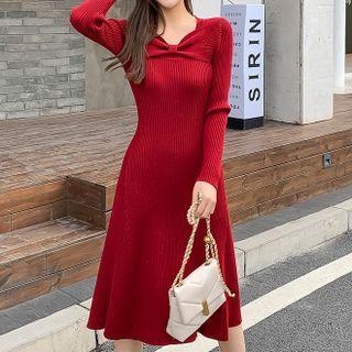Bow Detail A-line Knit Dress
