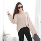Long-sleeve Loose-fit Rib-knit Top