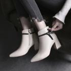 Knot Chunky-heel Pointy-toe Ankle Boots