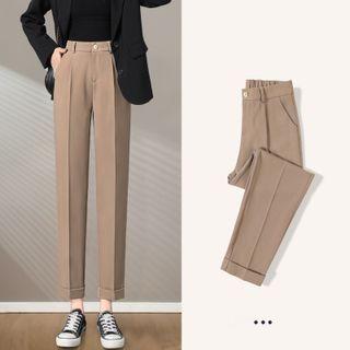 Elastic Waist Cropped Dress Pants (various Designs)