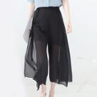 Cropped Wide-leg See-through Pants