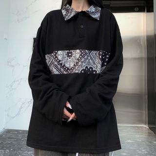 Paisley Print Panel Polo Shirt