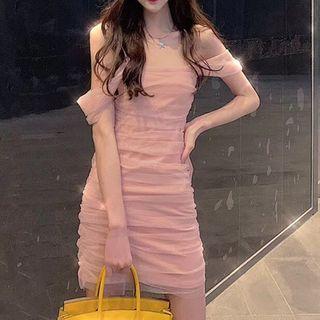 Cold Shoulder Mesh Mini Dress