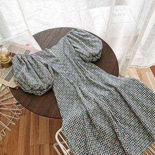 Daisy Print Square-neck Dress