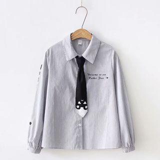 Striped Shirt With Cartoon Tie