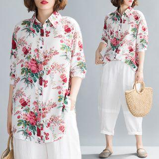 Print Long-sleeve Shirt Pink - F