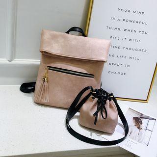 Faux Leather Backpack + Shoulder Bag