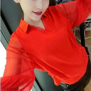 Mesh Panel 3/4 Sleeve Shirt