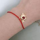 Alloy Pig Red String Bracelet 1150 - Gold Pig - Red - One Size