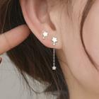 Non-matching Alloy Star Dangle Earring 1 Pair - With Ear Nuts - Silver - One Size