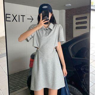 Short-sleeve Cutout Mini Polo Dress