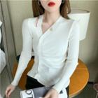 Button-up Cutout Knit Top