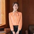 Tie-neck Shirt / Straight-cut Pants