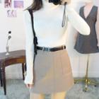 Dual-pocket A-line Mini Skirt With Belt