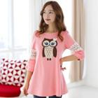 3/4-sleeve Owl Dress