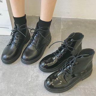 Faux Leather Lace Up Booties