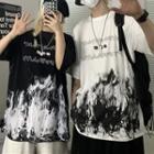Couple Matching Short-sleeve Fire Print T-shirt