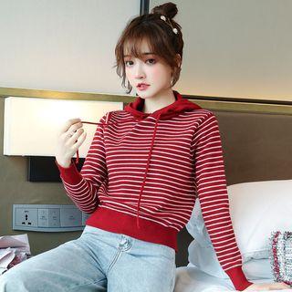 Long-sleeve Striped Knit-hoodie