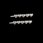 Set Of 2 : Heart Alloy Hair Pin Set Of 2 - Silver - One Size
