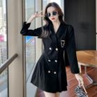 Chained Double-breasted Mini A-line Blazer Dress