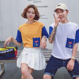 Couple Match Color Block Short-sleeve T-shirt