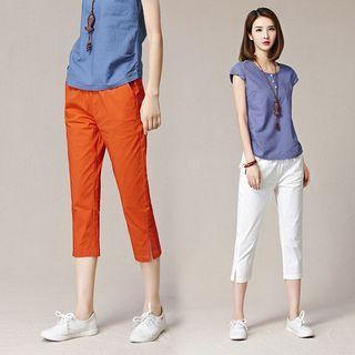 High Waist Capri Straight Leg Pants