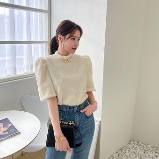 Puff-sleeve Chain-detail Fluffy Blouse