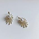 Faux Pearl Rhinestone Firework Earring 1 Pair - Silver Stud - Gold - One Size