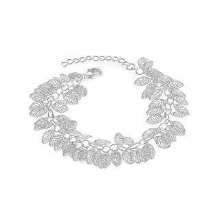 Fashion Hollow Leaf Bracelet Silver - One Size