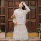 Pom Pom Sweater / Mesh A-line Skirt