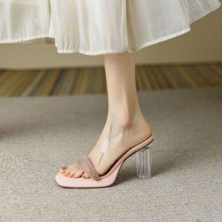 Transparent High Heel Slide Pumps
