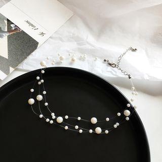 Faux Pearl Layered Choker 1 Pc - Necklace - One Size